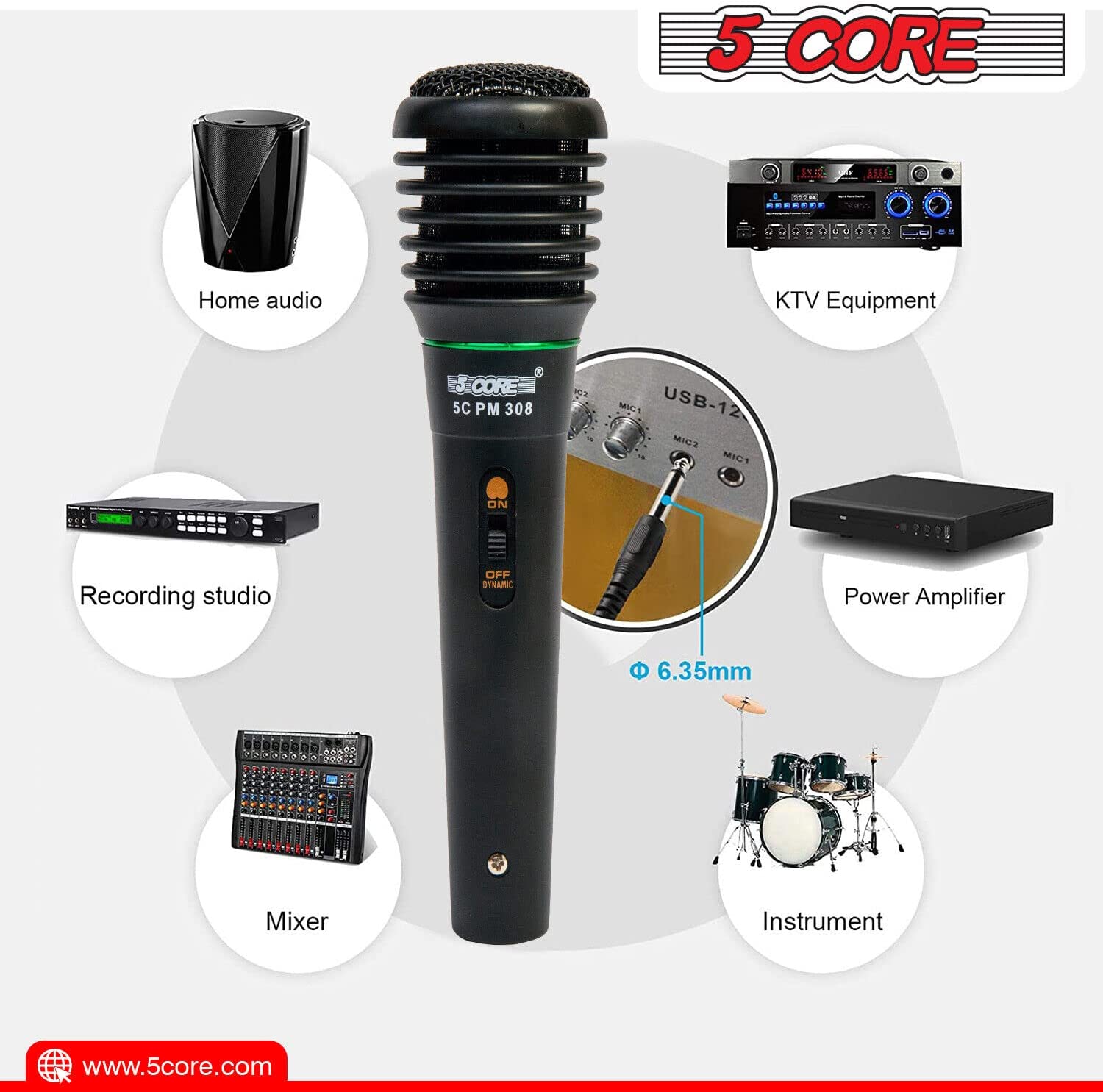 Cardioid Microphone with 12ft XLR Connector 308P