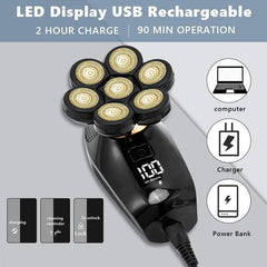 7D Independently 7 Cutter Floating Head Waterproof Electric Razor - VirtuousWares:Global