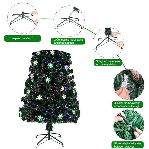 7FT 290 Branches Small Light Fiber Optic Christmas Tree - VirtuousWares:Global