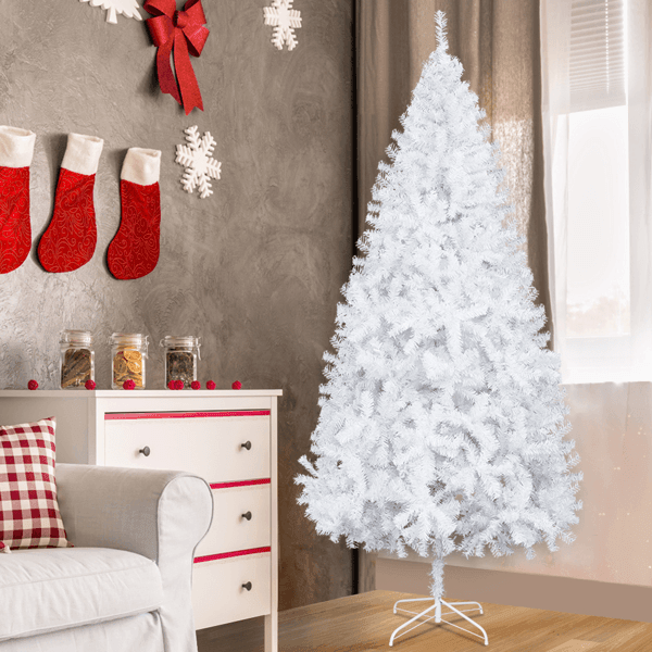 7FT Iron Leg White Christmas Tree with 950 Branches - VirtuousWares:Global