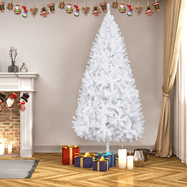 7FT Iron Leg White Christmas Tree with 950 Branches - VirtuousWares:Global