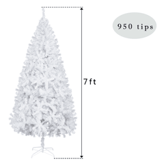 7FT Iron Leg White Christmas Tree with 950 Branches - VirtuousWares:Global