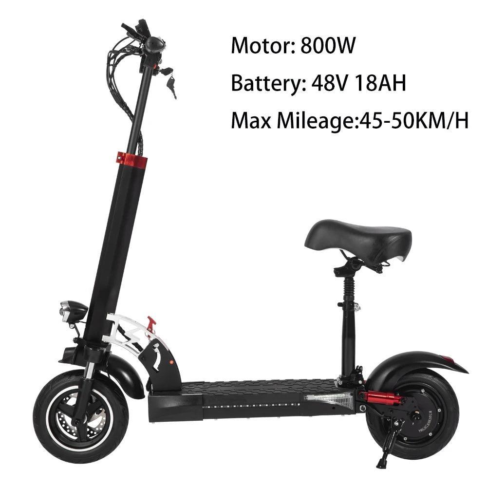 800W Powerful Electric Scooter 48V 15AH Max Speed 50KM/H 50KM Range 10'' Tires Dual Shock Absorbing Folding EScooter for Adults - VirtuousWares:Global