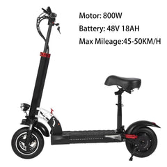 800W Powerful Electric Scooter 48V 15AH Max Speed 50KM/H 50KM Range 10'' Tires Dual Shock Absorbing Folding EScooter for Adults - VirtuousWares:Global