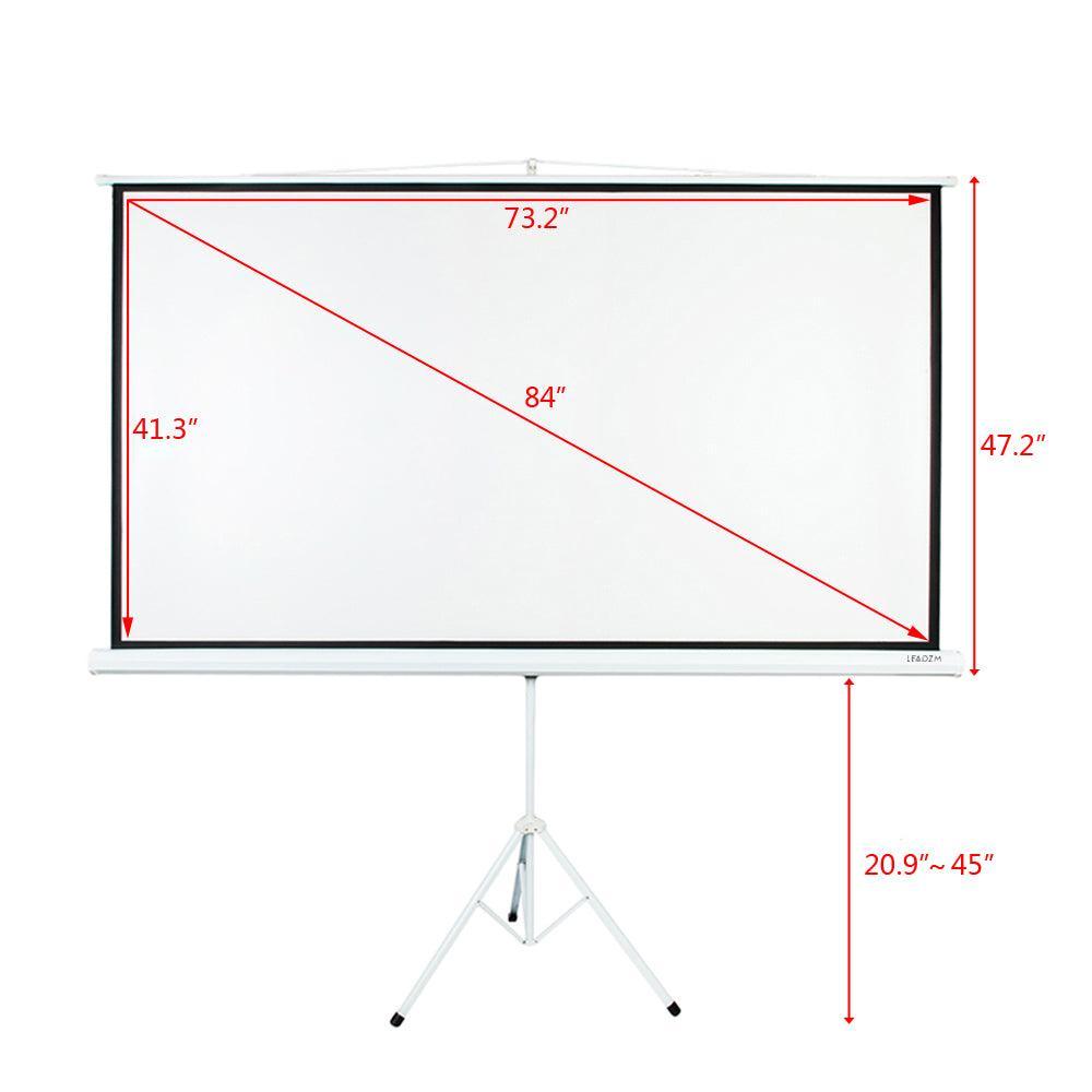 84 INCH 16:9 HD Portable Tripod Pull Up Projector Screen Curtain - VirtuousWares:Global
