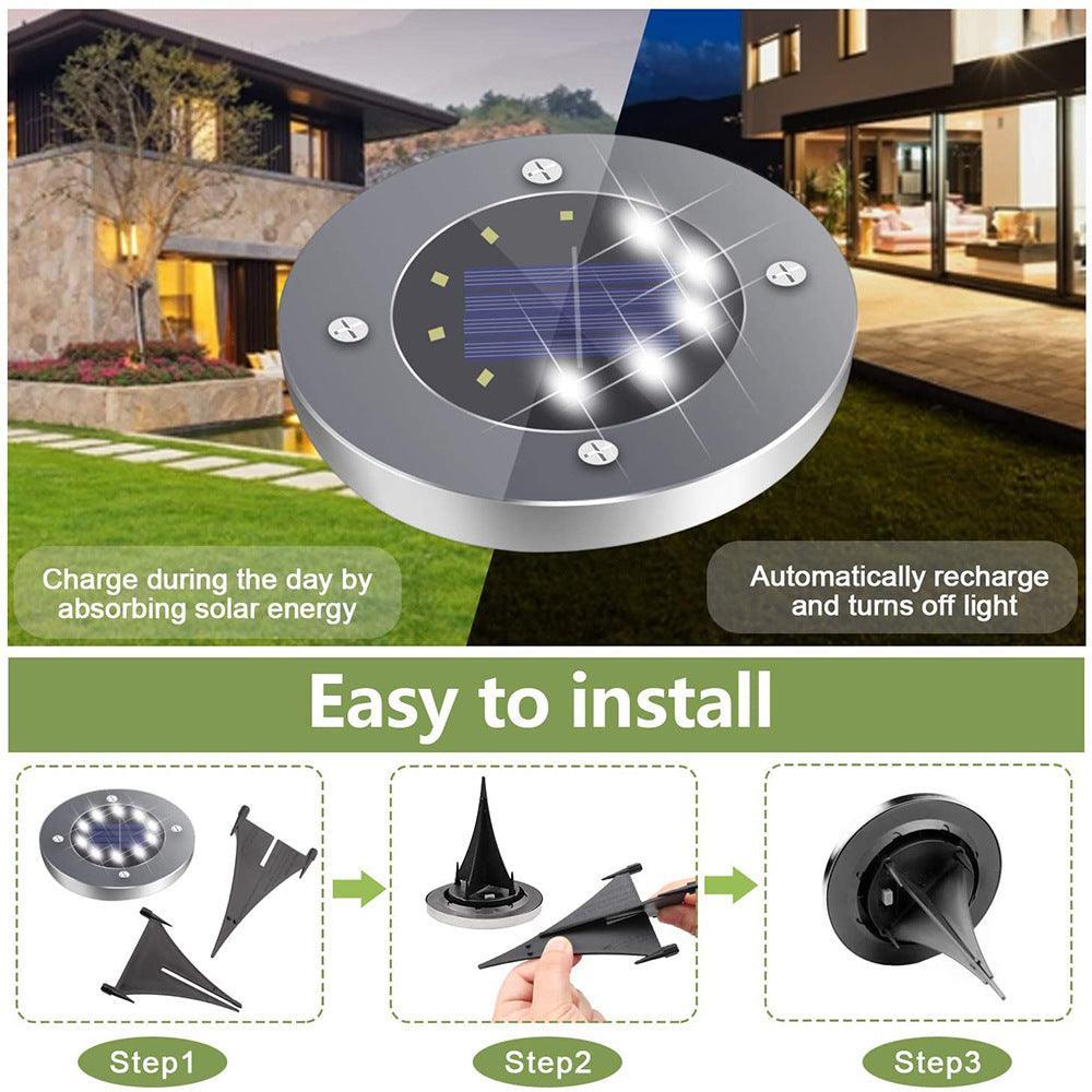 8LED Solar Stainless Steel Underground Light - VirtuousWares:Global