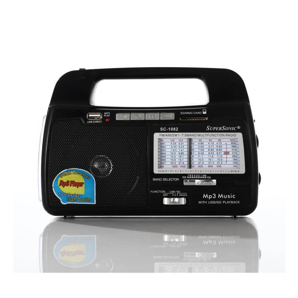 9 Band AM/FM/SW1-7 Portable Radio with Built-In Torch Light - VirtuousWares:Global