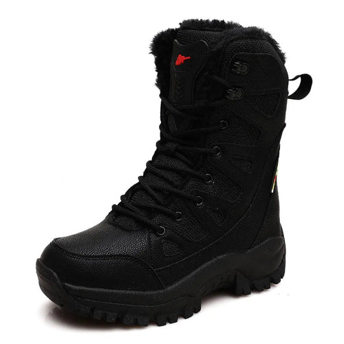 Buy Warm Plush Mens snow boots Lace Up Casual High Top Boots