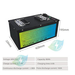 60V 80Ah Lithium Battery Pack with BMS Li Ion for Electric Bicycle