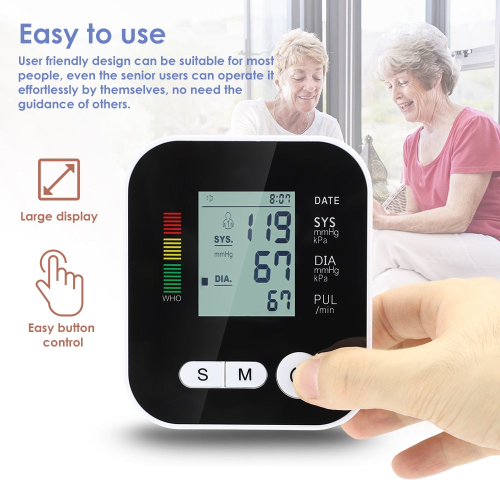 Automatic Digital Wrist Blood Pressure Monitor Sphygmomanometer