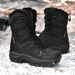 Buy Warm Plush Mens snow boots Lace Up Casual High Top Boots