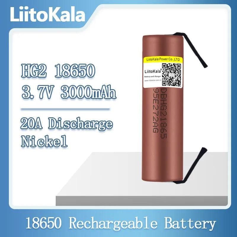 Hot 1-10pcs LiitoKala HG2 18650 3000mAh battery 3.6V discharge 20A