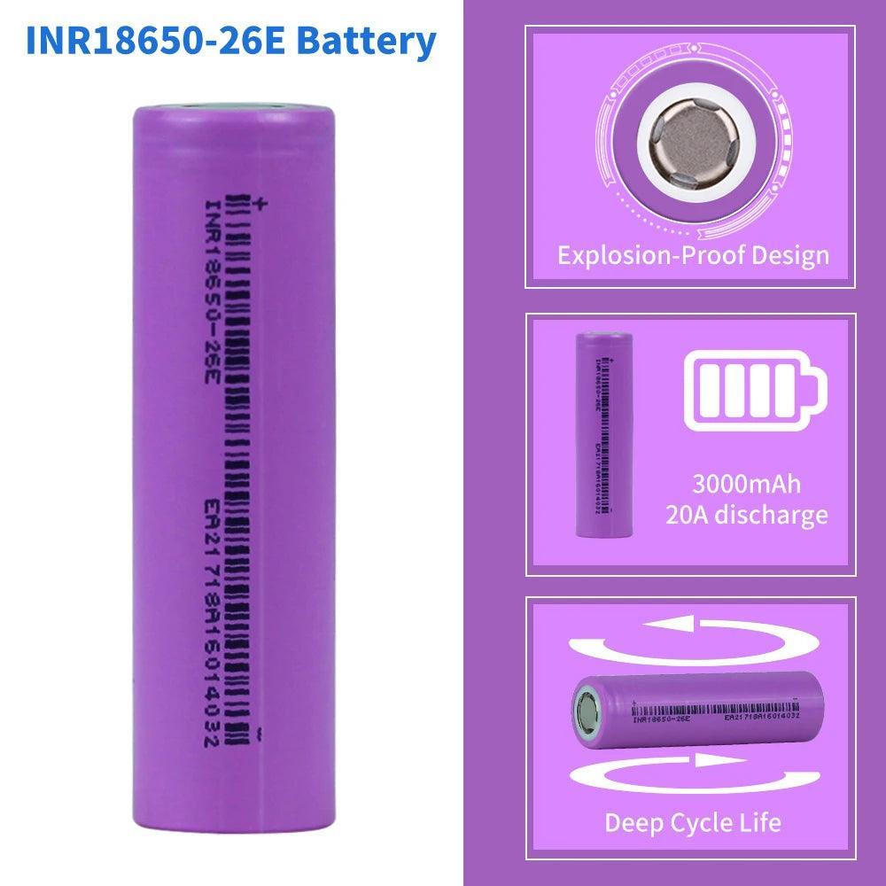 New 2023 18650 2600mAh Battery 3.7V 20A Discharge Lithium Ion