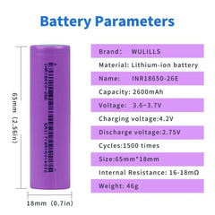 New 2023 18650 2600mAh Battery 3.7V 20A Discharge Lithium Ion
