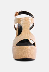 croft croc high heeled cut out sandals