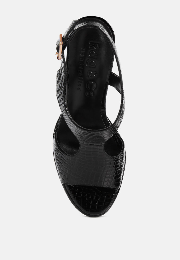 croft croc high heeled cut out sandals