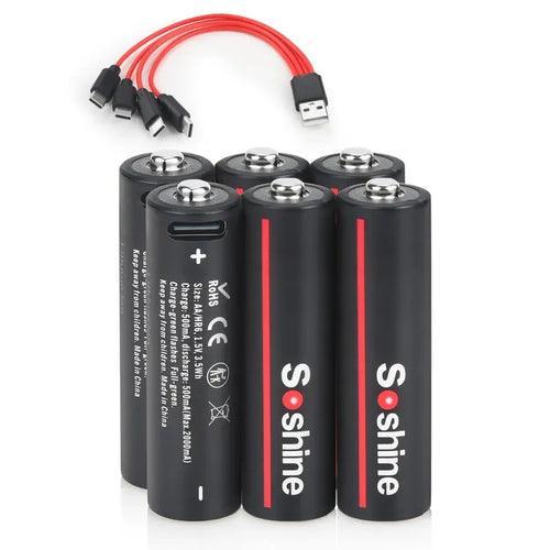 Soshine 1.5V USB 3500mWh Lithium Battery AA Rechargeable Batteries