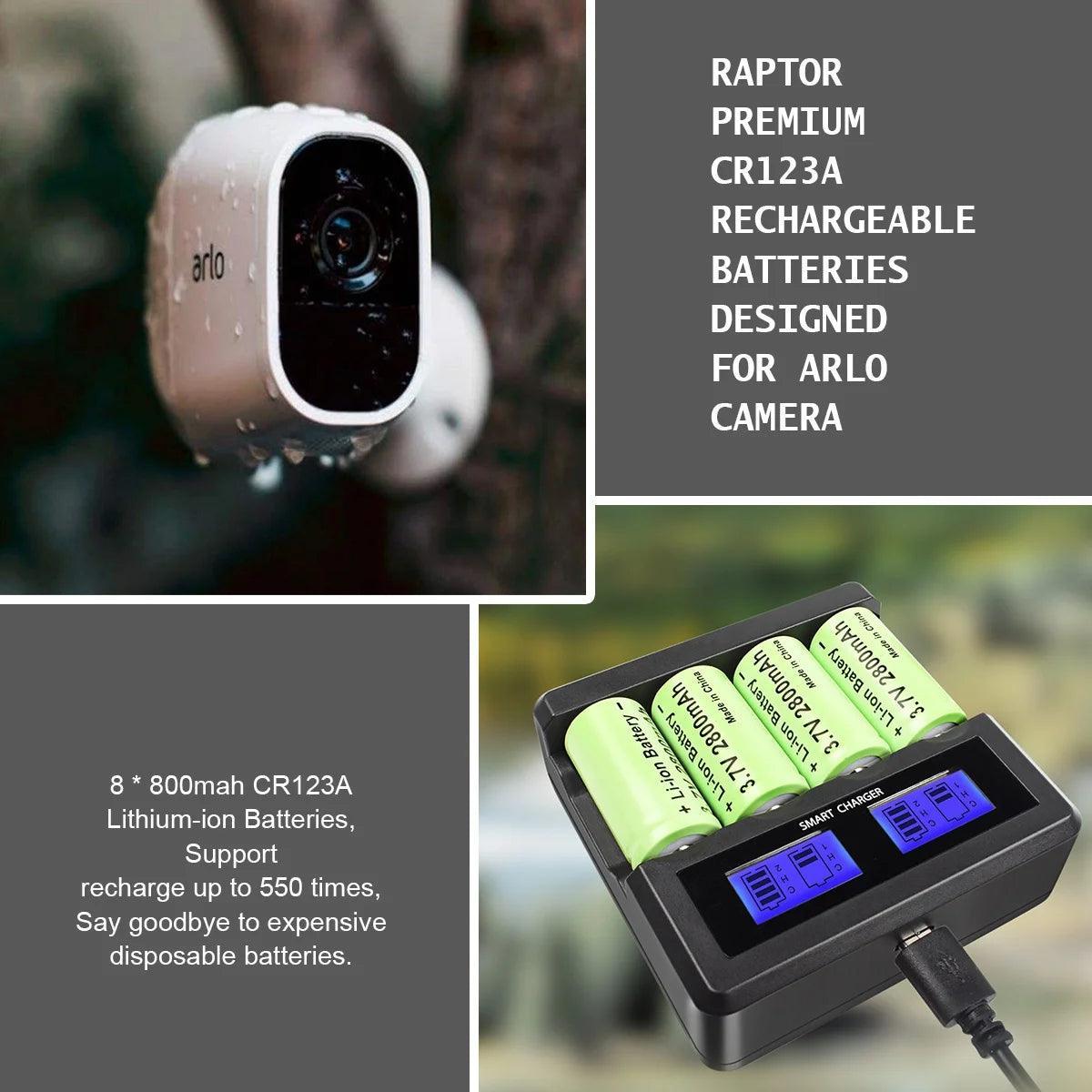 Powtree 16P 2800mAh Rechargeable 3.7V Li-ion 16340 Batteries CR123A