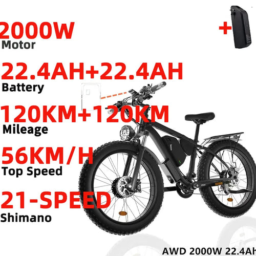 Ebike SMLRO XDC600 Pro 21 Speed Electric Bicycle 48V22.4AH 2000W Dual