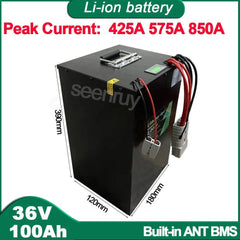 36V 100AH Li ion With Charger 230A 340A Lithium Polymer Battery