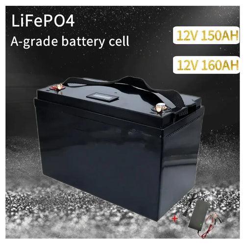 12V150Ah 160Ah LiFePO4 Battery LCD Built-in BMS Solar Power System RV