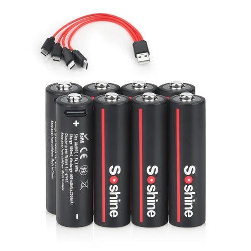 Soshine 1.5V USB 3500mWh Lithium Battery AA Rechargeable Batteries
