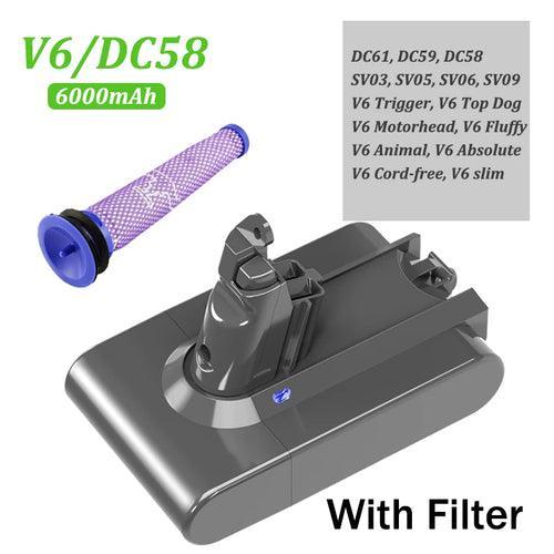 6000mAh for Dyson V6 V7 V8 V10 Rechargeable Bateria SV10 SV11 SV12