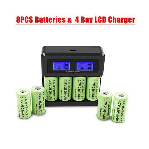 Powtree 16P 2800mAh Rechargeable 3.7V Li-ion 16340 Batteries CR123A
