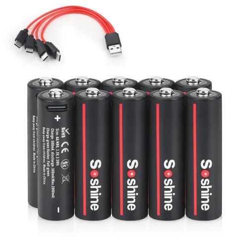 Soshine 1.5V USB 3500mWh Lithium Battery AA Rechargeable Batteries