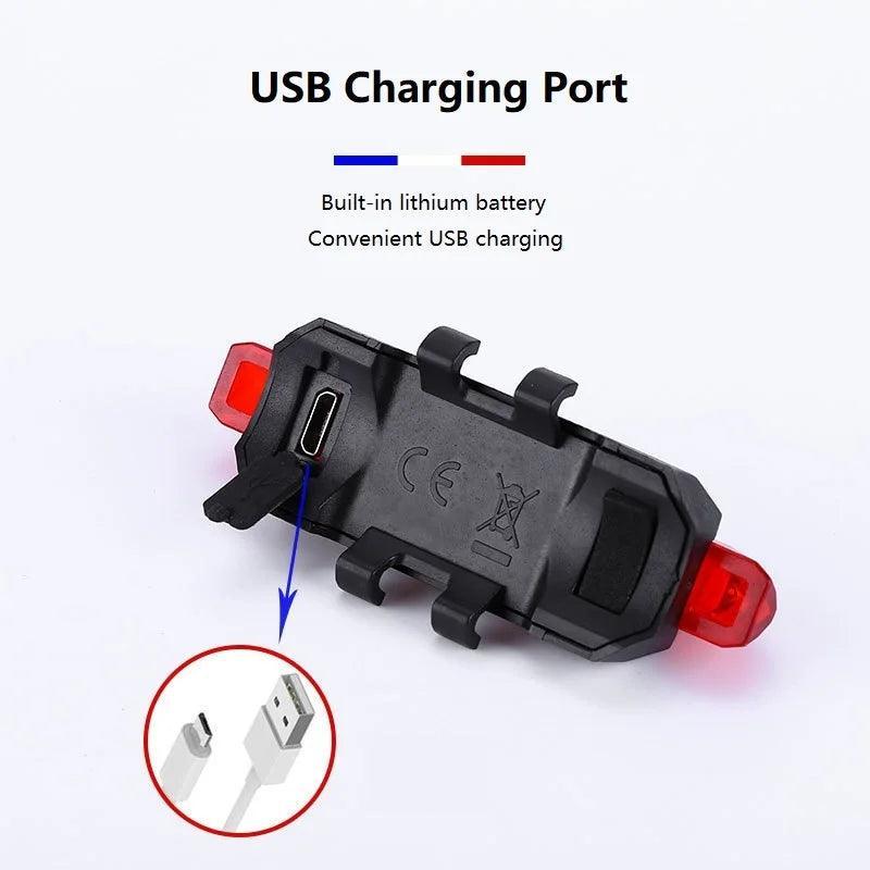 USB Rechargeable Waterproof Mountain Bike Lamp Warning Cycling