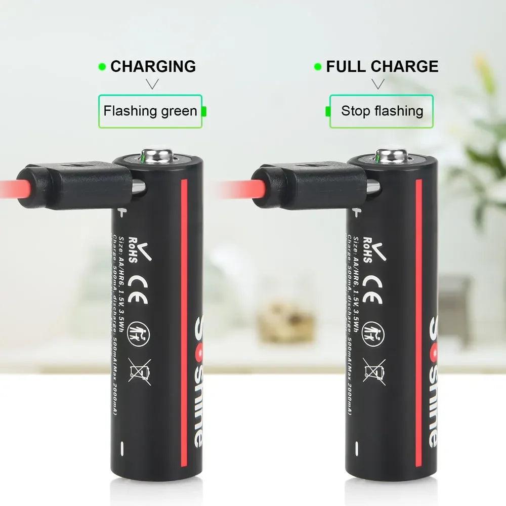 Soshine 1.5V USB 3500mWh Lithium Battery AA Rechargeable Batteries