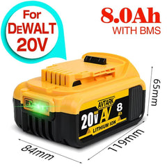 Original DCB200 20V 8000mAh Lithium Replacement Battery For Dewalt 18V