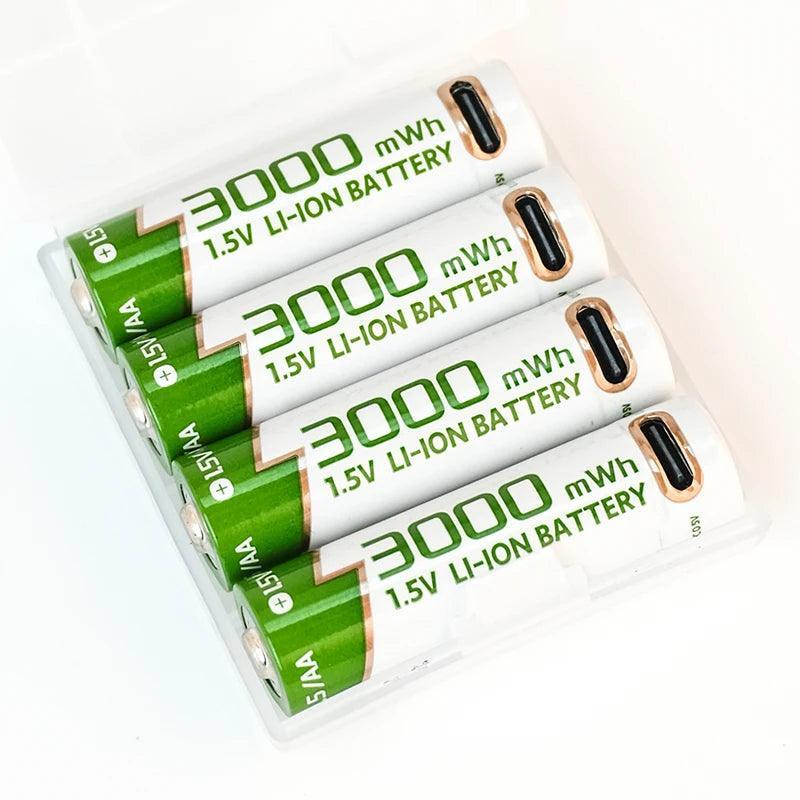 New 1.5V AA battery Rechargeable lithium battery 3000mWh