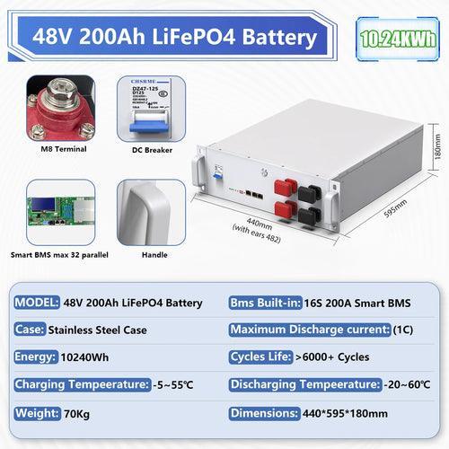 LiFePO4 24V 300Ah 200Ah 12V 100Ah 140Ah 48V Battery Pack 7680Wh Grade