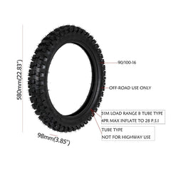 TDPRO 3.50-16 Tube+ 90/100-16 16" Tire Tyre fit 125/150cc Apollo