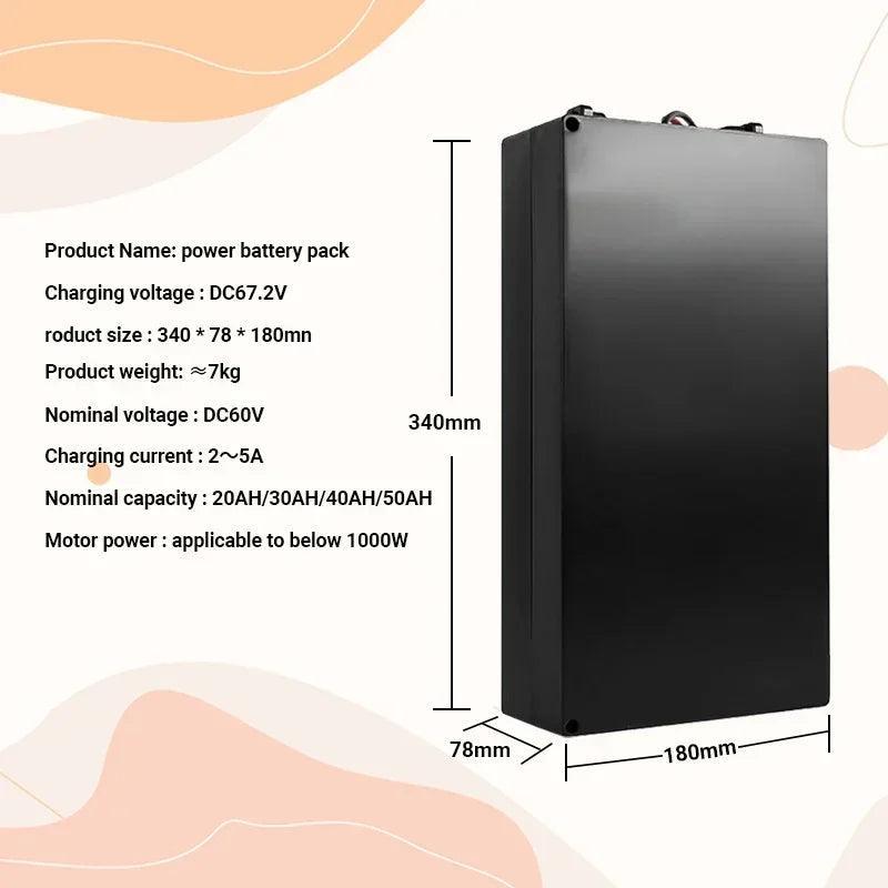 Harley Electric Car Lithium Battery 18650 Battery 60V 50Ah for Two