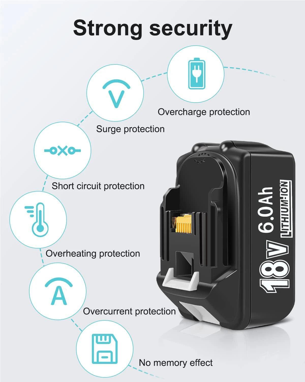 18V 6.0Ah Powerful Replacement For Makita Compatible Makita Battery