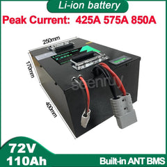 72V 110Ah Li-ion With Charger 100A 220A 340A Lithium Polymer Battery