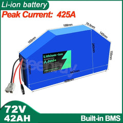 SEENRUY 72V 42AH Li-ion 10000W Triangle Lithium Polymer Frame Polygon