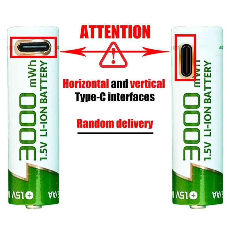 New 1.5V AA battery Rechargeable lithium battery 3000mWh