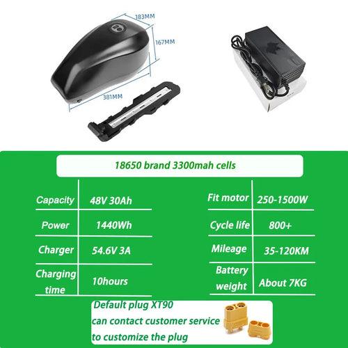 Electric bike battery pack 72v 60v 52v 48v lithium ion battery 15ah to