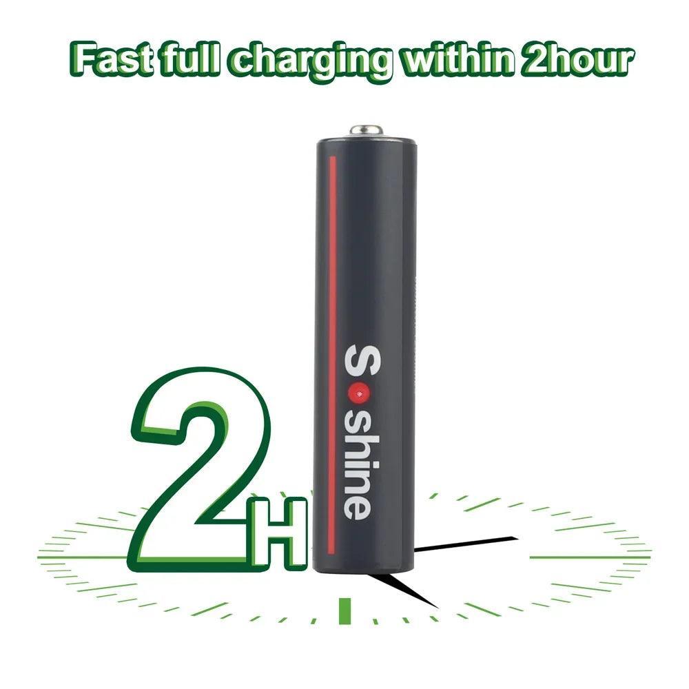 Soshine USB Li-ion AAA Rechargeable Battery Aaa 1.5V 600mWh Lithium