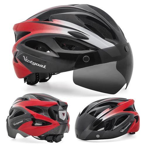 VICTGOAL Bicycle Helmet For Men Taillight Magnetic Goggles UV400 Lens