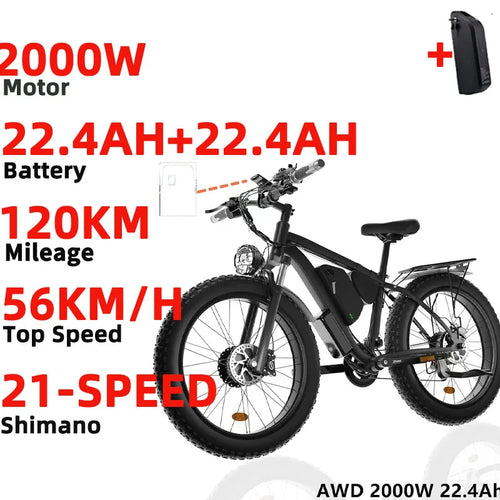 Ebike SMLRO XDC600 Pro 21 Speed Electric Bicycle 48V22.4AH 2000W Dual