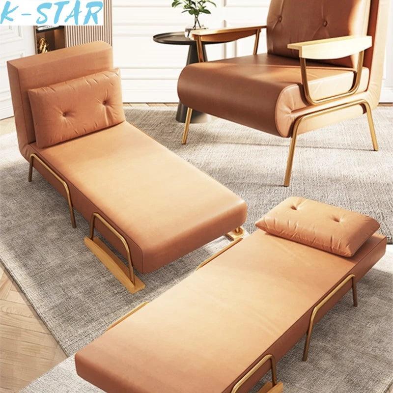 Folding Bed Dual-Use Single Foldable Multifunctional Double Home Small Apartment Living Room Balcony Adult Faux Leather K-STAR