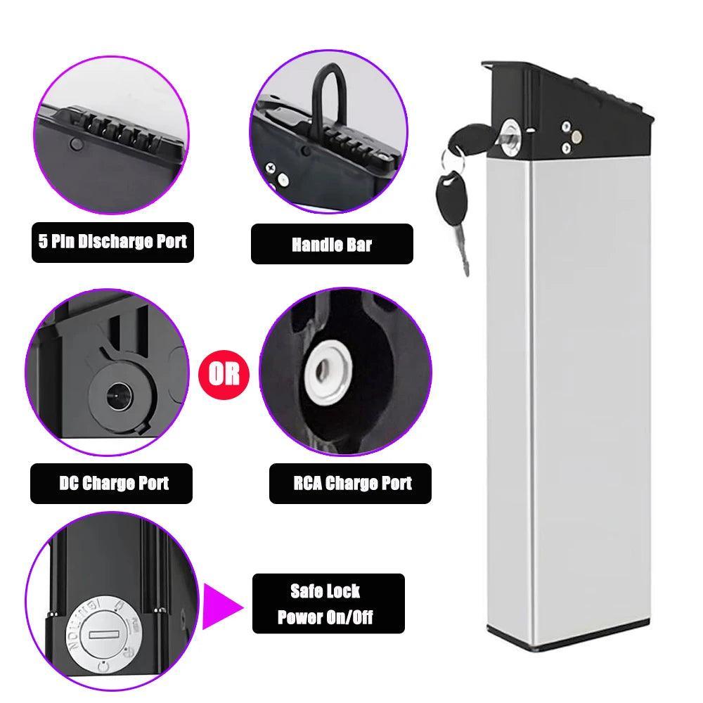 Li-ion Battery Pack for Electric Bicycle, Replacement, 48V, 17.5Ah,