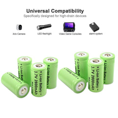 Powtree 16P 2800mAh Rechargeable 3.7V Li-ion 16340 Batteries CR123A