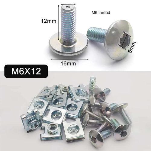 Pack of 10 Set M6 Sliver Motorcycle Scooter ATV Moped Plastic Cover