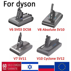 6000mAh for Dyson V6 V7 V8 V10 Rechargeable Bateria SV10 SV11 SV12