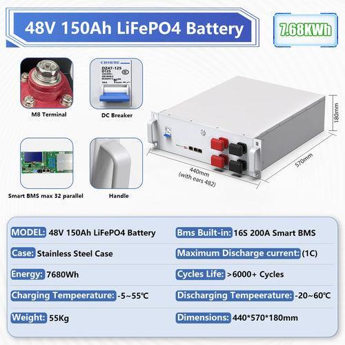 LiFePO4 24V 300Ah 200Ah 12V 100Ah 140Ah 48V Battery Pack 7680Wh Grade